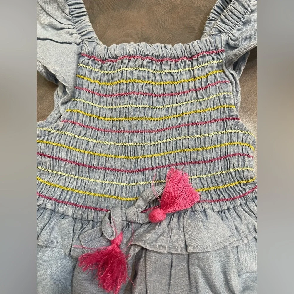 Vince Camuto 3T Girls Summer One Piece Romper Smocked Blue Pink Yellow Pull On‎